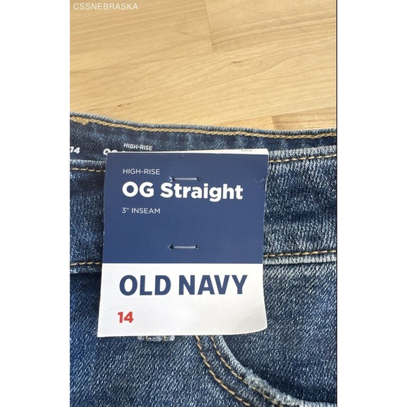 Old Navy Blue High-Waisted OG Jean Shorts - Size 14 - Picture 6 of 7